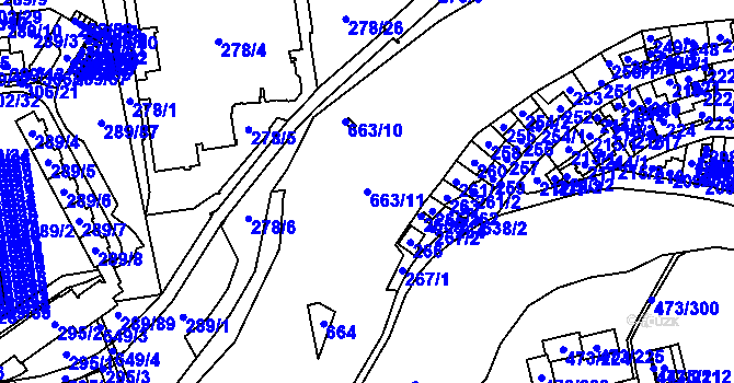Parcela st. 663/11 v KÚ Veleslavín, Katastrální mapa