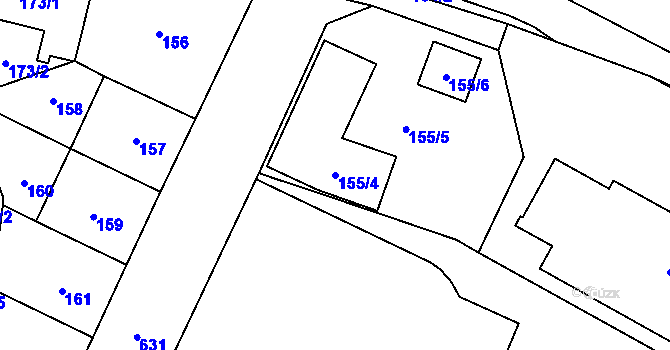 Parcela st. 155/4 v KÚ Veleslavín, Katastrální mapa