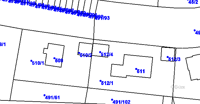 Parcela st. 512/4 v KÚ Veleslavín, Katastrální mapa