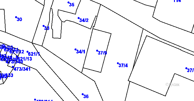 Parcela st. 37/9 v KÚ Veleslavín, Katastrální mapa
