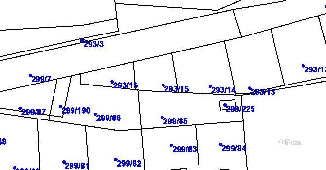Parcela st. 293/15 v KÚ Veleslavín, Katastrální mapa