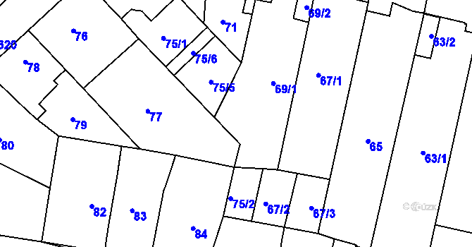 Parcela st. 75/3 v KÚ Veleslavín, Katastrální mapa