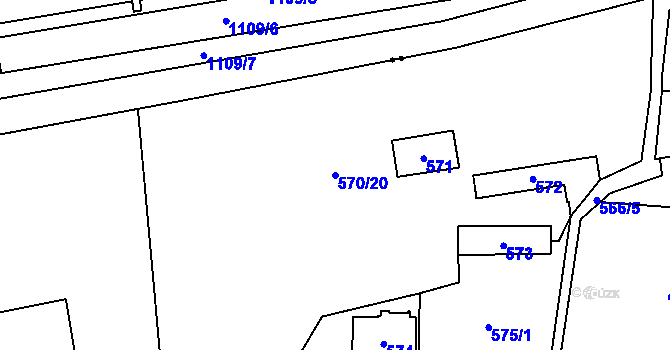 Parcela st. 570/20 v KÚ Veleslavín, Katastrální mapa