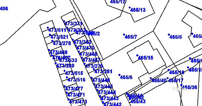 Parcela st. 465/32 v KÚ Veleslavín, Katastrální mapa