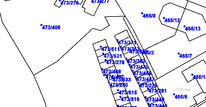 Parcela st. 473/521 v KÚ Veleslavín, Katastrální mapa