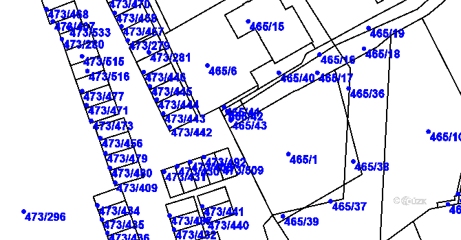 Parcela st. 465/43 v KÚ Veleslavín, Katastrální mapa