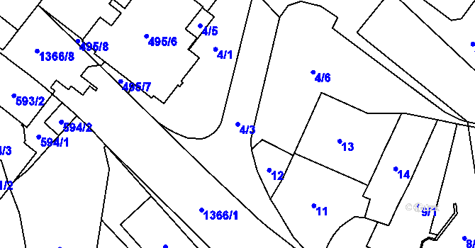 Parcela st. 4/3 v KÚ Vokovice, Katastrální mapa
