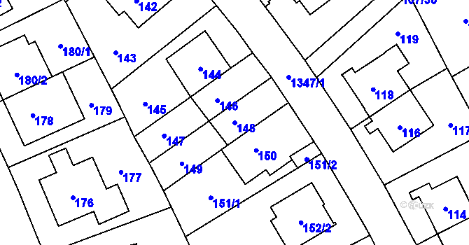 Parcela st. 148 v KÚ Vokovice, Katastrální mapa