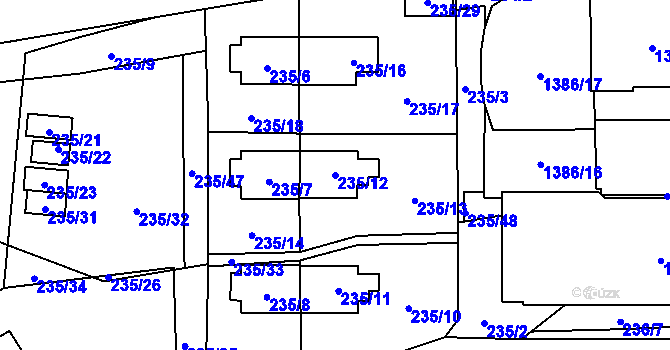 Parcela st. 235/12 v KÚ Vokovice, Katastrální mapa