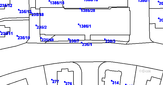 Parcela st. 236/1 v KÚ Vokovice, Katastrální mapa