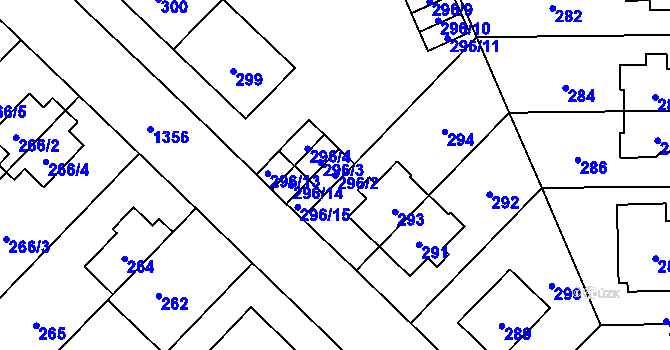 Parcela st. 296/2 v KÚ Vokovice, Katastrální mapa