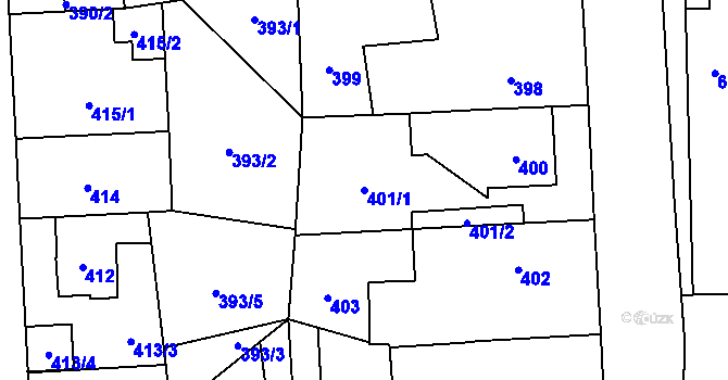 Parcela st. 401/1 v KÚ Vokovice, Katastrální mapa