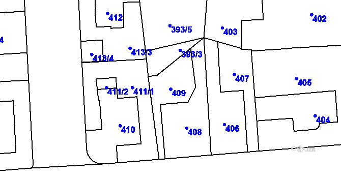 Parcela st. 409 v KÚ Vokovice, Katastrální mapa