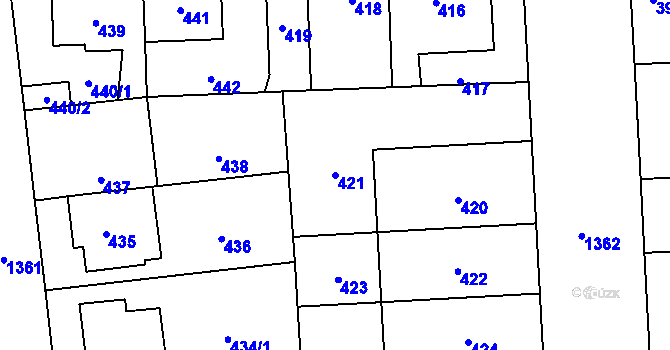 Parcela st. 421 v KÚ Vokovice, Katastrální mapa