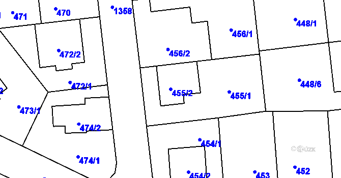 Parcela st. 455/2 v KÚ Vokovice, Katastrální mapa