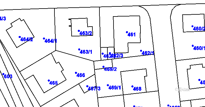Parcela st. 462/2 v KÚ Vokovice, Katastrální mapa