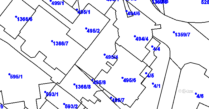 Parcela st. 495/4 v KÚ Vokovice, Katastrální mapa