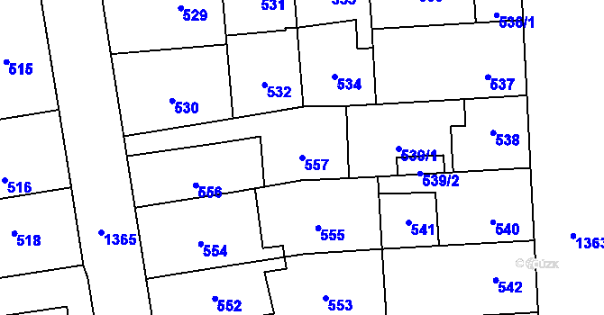 Parcela st. 557 v KÚ Vokovice, Katastrální mapa
