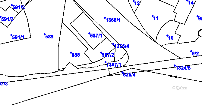 Parcela st. 587/2 v KÚ Vokovice, Katastrální mapa