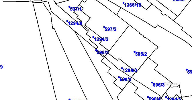 Parcela st. 598/2 v KÚ Vokovice, Katastrální mapa
