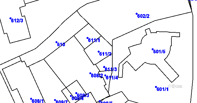 Parcela st. 611/2 v KÚ Vokovice, Katastrální mapa