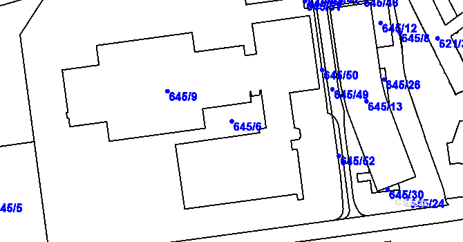 Parcela st. 645/6 v KÚ Vokovice, Katastrální mapa