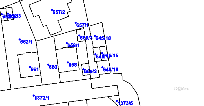 Parcela st. 645/15 v KÚ Vokovice, Katastrální mapa