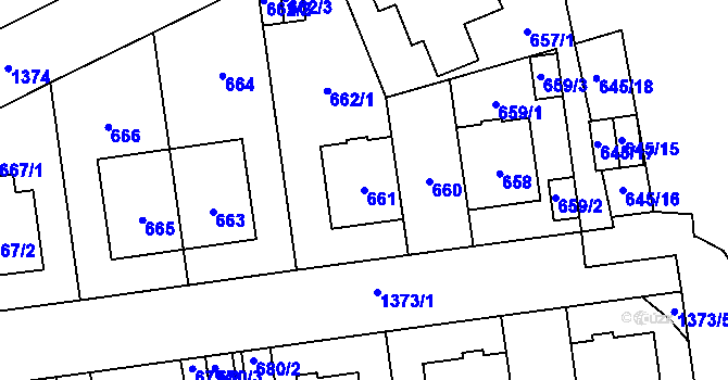 Parcela st. 661 v KÚ Vokovice, Katastrální mapa