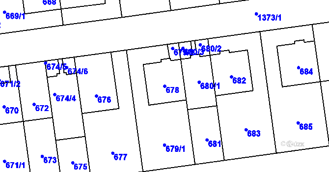 Parcela st. 678 v KÚ Vokovice, Katastrální mapa