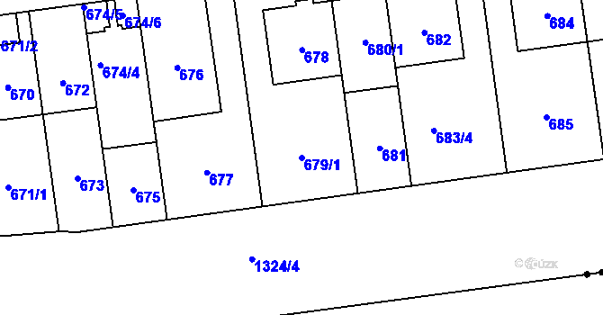 Parcela st. 679/1 v KÚ Vokovice, Katastrální mapa
