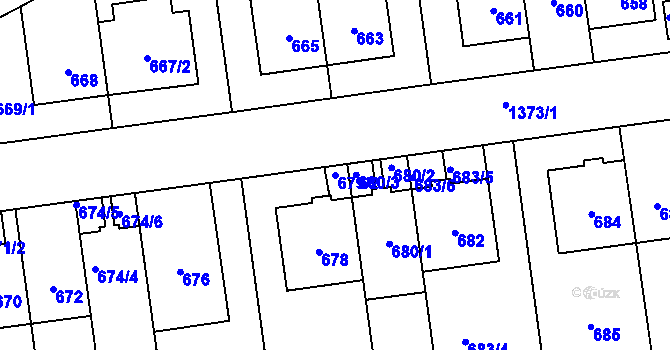 Parcela st. 679/2 v KÚ Vokovice, Katastrální mapa