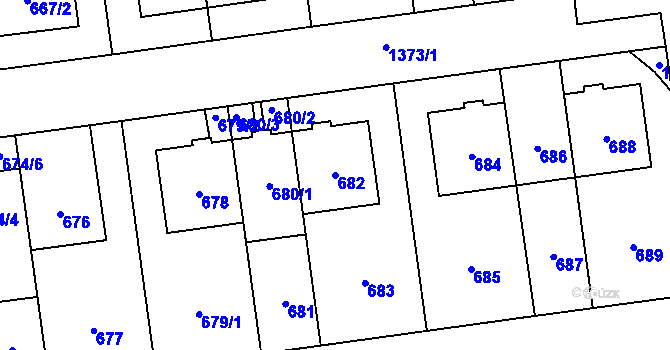 Parcela st. 682 v KÚ Vokovice, Katastrální mapa