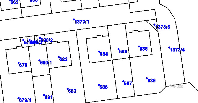 Parcela st. 684 v KÚ Vokovice, Katastrální mapa