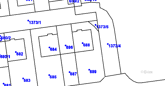 Parcela st. 688 v KÚ Vokovice, Katastrální mapa