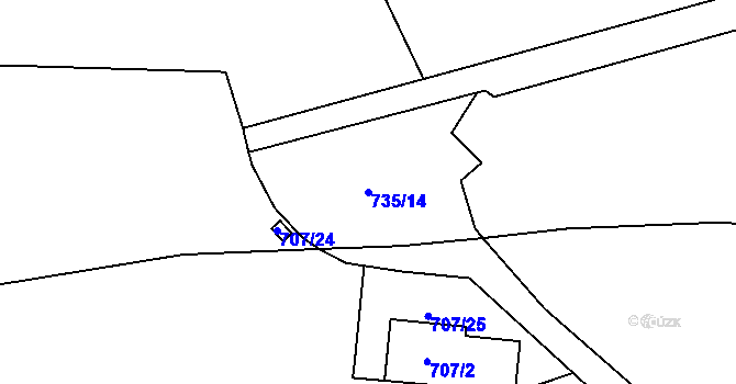 Parcela st. 735/14 v KÚ Vokovice, Katastrální mapa