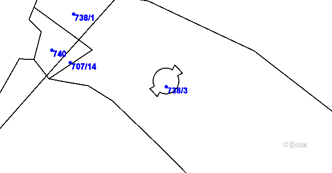 Parcela st. 738/3 v KÚ Vokovice, Katastrální mapa
