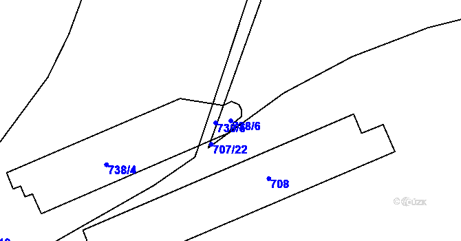 Parcela st. 738/6 v KÚ Vokovice, Katastrální mapa
