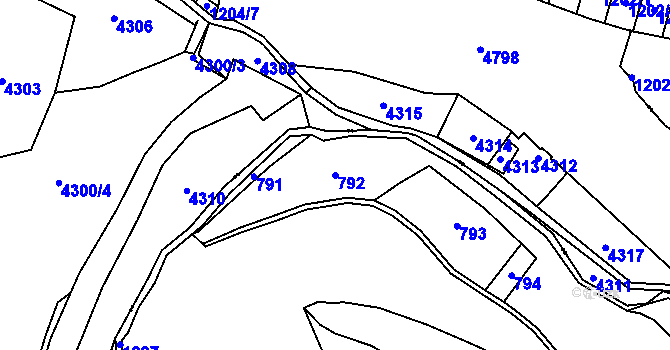 Parcela st. 792 v KÚ Vokovice, Katastrální mapa