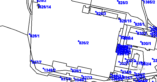 Parcela st. 826/2 v KÚ Vokovice, Katastrální mapa
