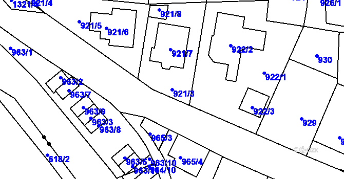 Parcela st. 921/3 v KÚ Vokovice, Katastrální mapa