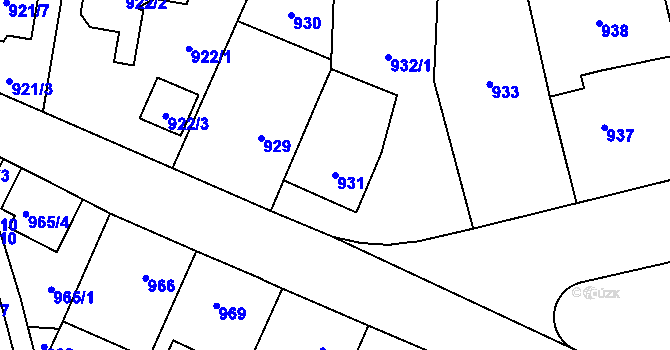 Parcela st. 931 v KÚ Vokovice, Katastrální mapa
