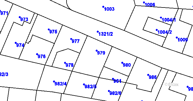 Parcela st. 979 v KÚ Vokovice, Katastrální mapa