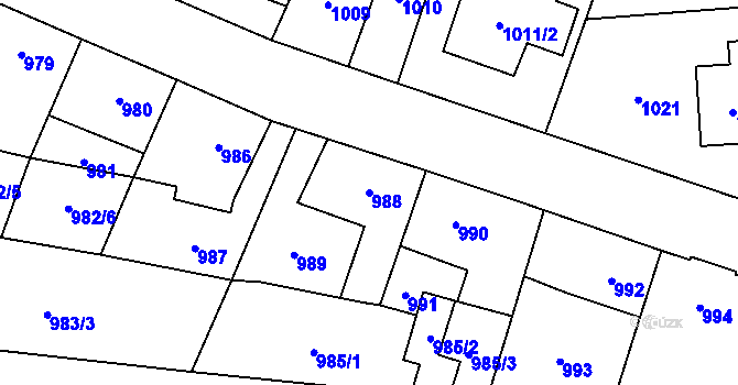 Parcela st. 988 v KÚ Vokovice, Katastrální mapa