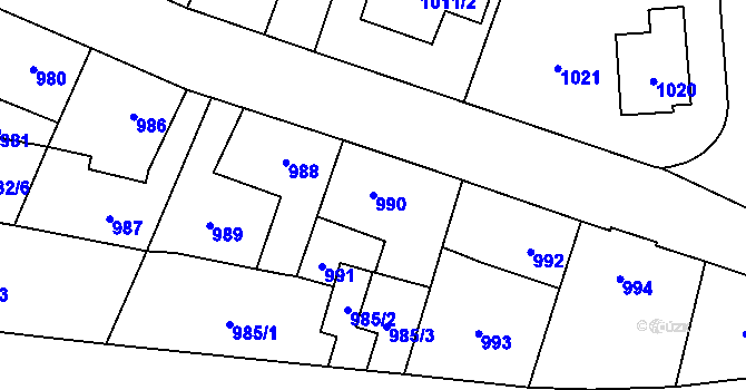 Parcela st. 990 v KÚ Vokovice, Katastrální mapa
