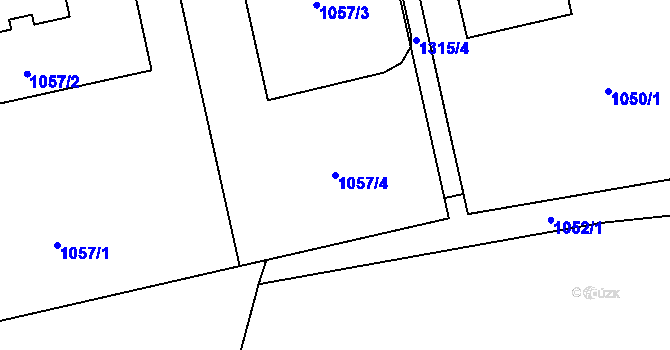 Parcela st. 1057/4 v KÚ Vokovice, Katastrální mapa