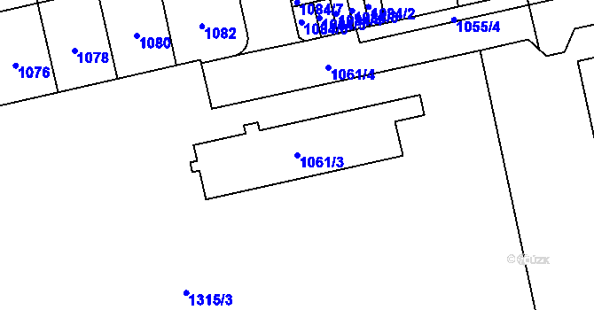 Parcela st. 1061/3 v KÚ Vokovice, Katastrální mapa