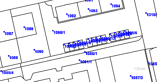 Parcela st. 1095/9 v KÚ Vokovice, Katastrální mapa