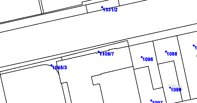 Parcela st. 1108/7 v KÚ Vokovice, Katastrální mapa