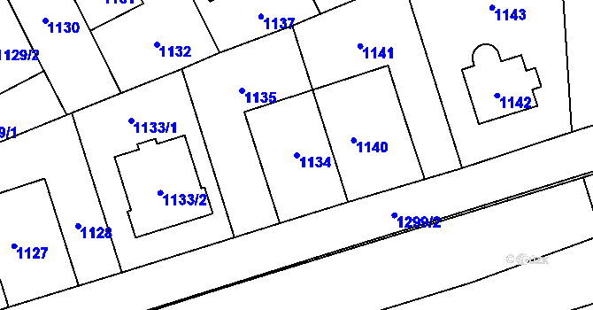 Parcela st. 1134 v KÚ Vokovice, Katastrální mapa