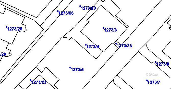 Parcela st. 1273/4 v KÚ Vokovice, Katastrální mapa